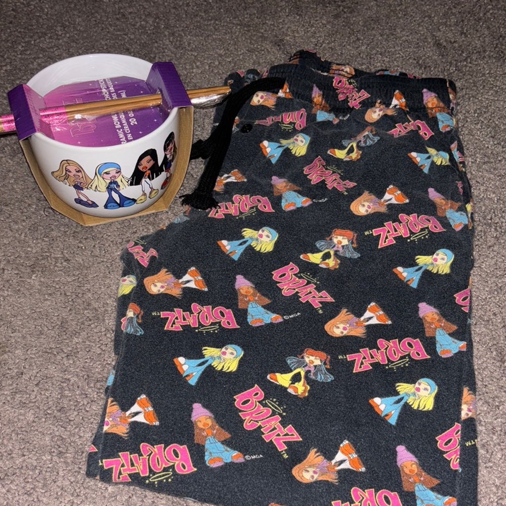 Brat pajama pants & chopstick bowl set